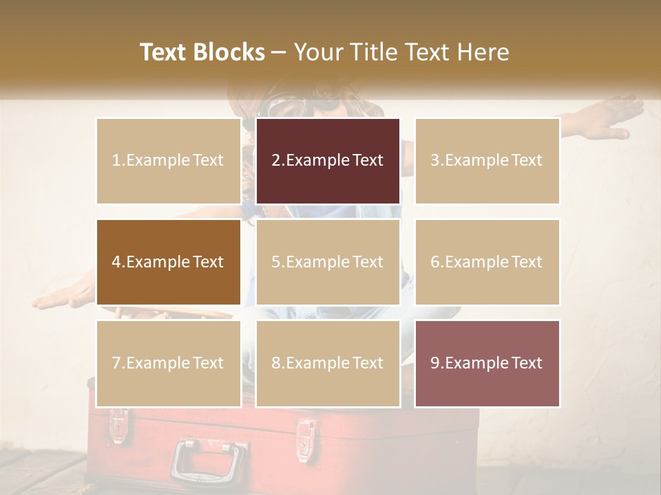 A Little Girl Sitting On Top Of A Red Suitcase PowerPoint Template