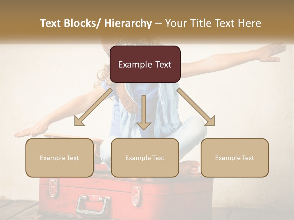 A Little Girl Sitting On Top Of A Red Suitcase PowerPoint Template