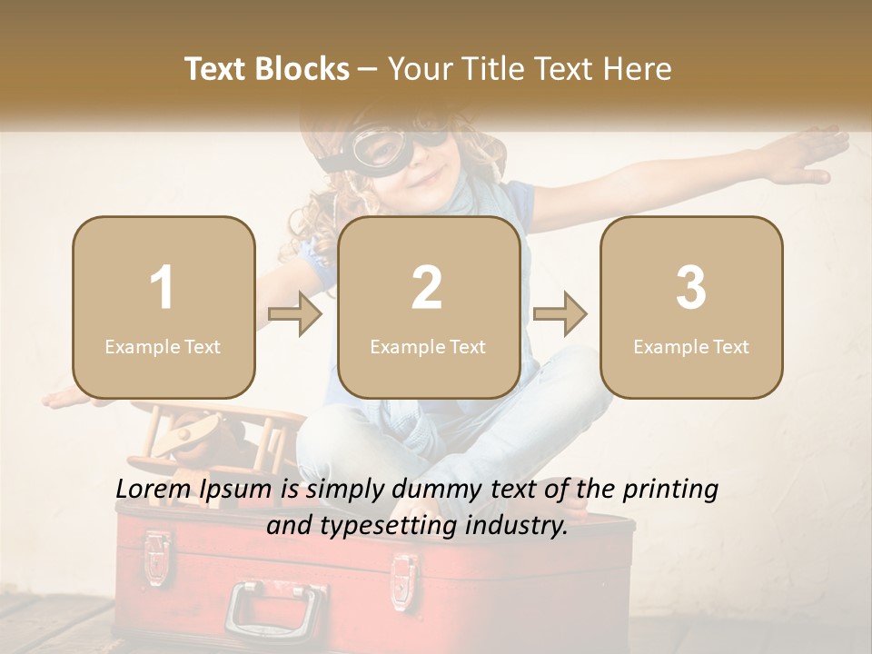 A Little Girl Sitting On Top Of A Red Suitcase PowerPoint Template