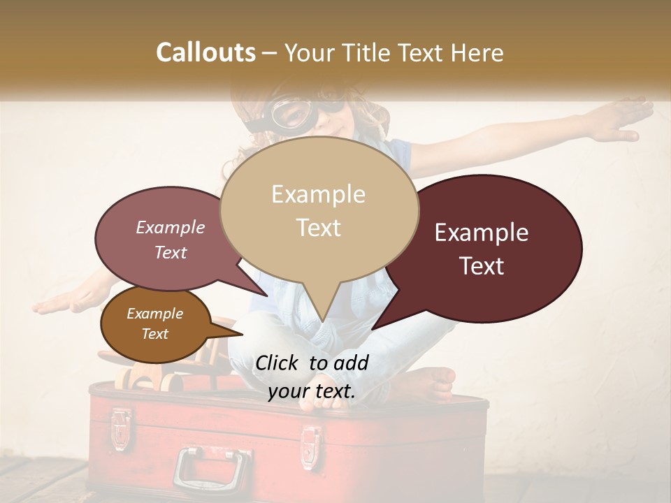 A Little Girl Sitting On Top Of A Red Suitcase PowerPoint Template