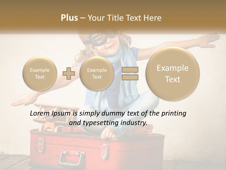 A Little Girl Sitting On Top Of A Red Suitcase PowerPoint Template