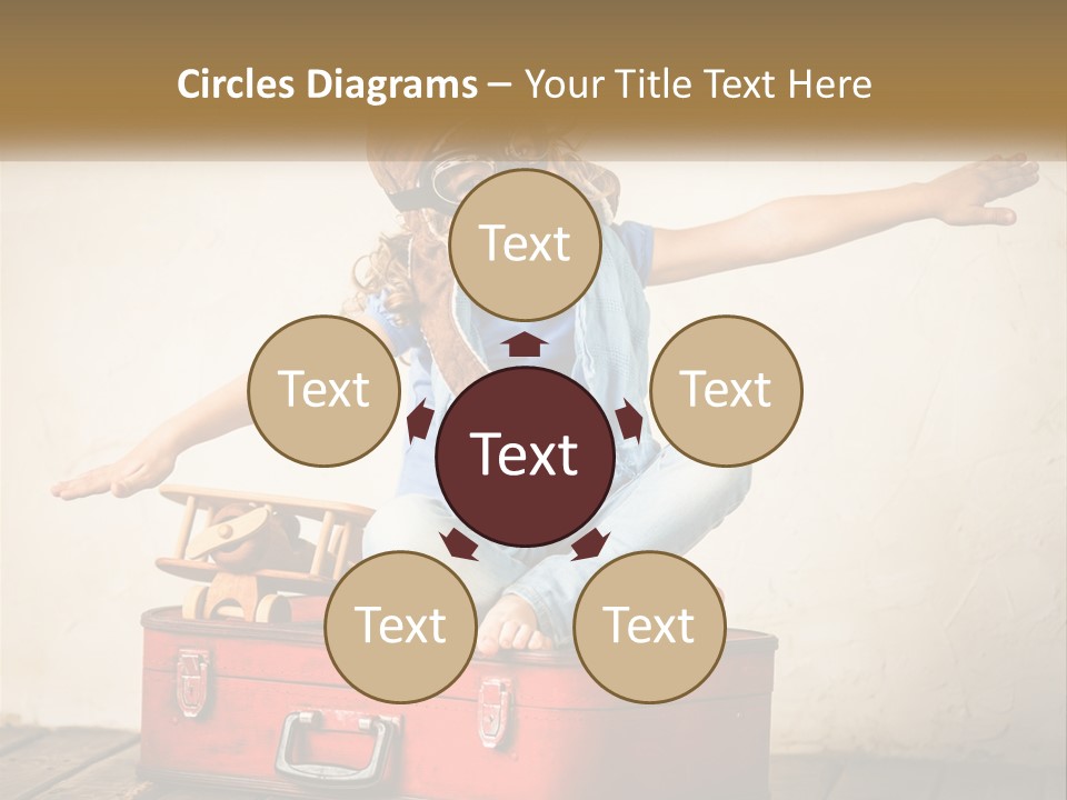 A Little Girl Sitting On Top Of A Red Suitcase PowerPoint Template