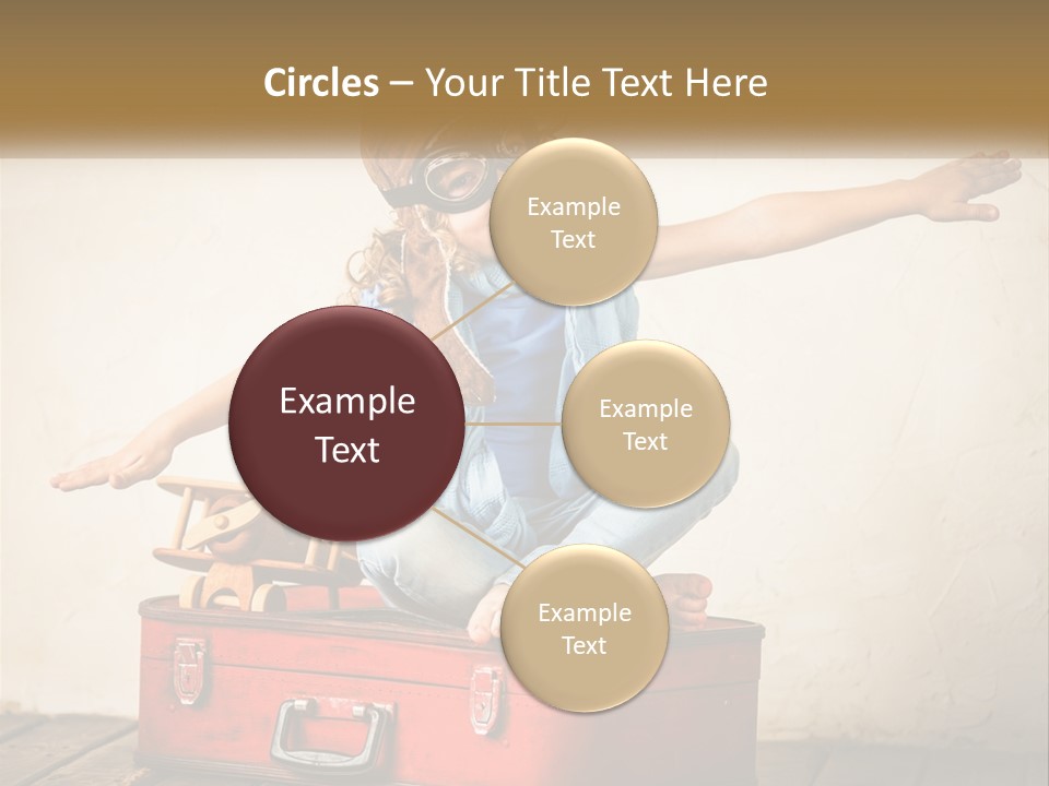 A Little Girl Sitting On Top Of A Red Suitcase PowerPoint Template