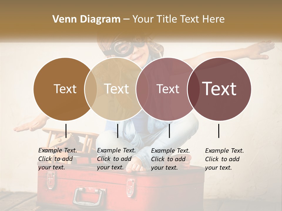 A Little Girl Sitting On Top Of A Red Suitcase PowerPoint Template