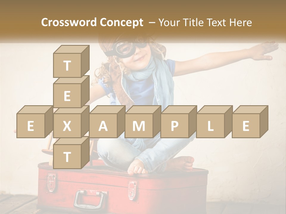 A Little Girl Sitting On Top Of A Red Suitcase PowerPoint Template