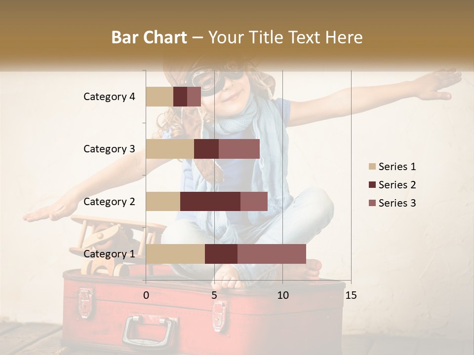 A Little Girl Sitting On Top Of A Red Suitcase PowerPoint Template