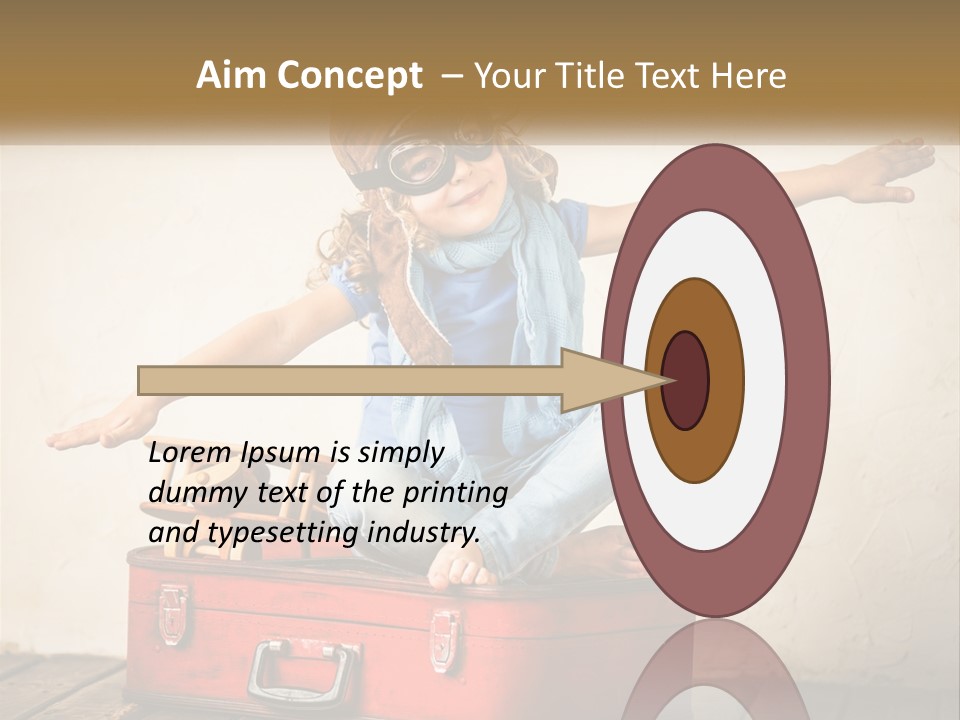 A Little Girl Sitting On Top Of A Red Suitcase PowerPoint Template