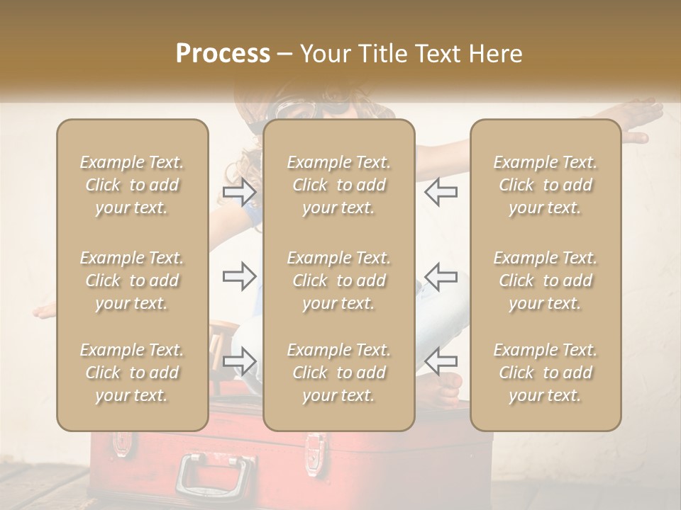 A Little Girl Sitting On Top Of A Red Suitcase PowerPoint Template