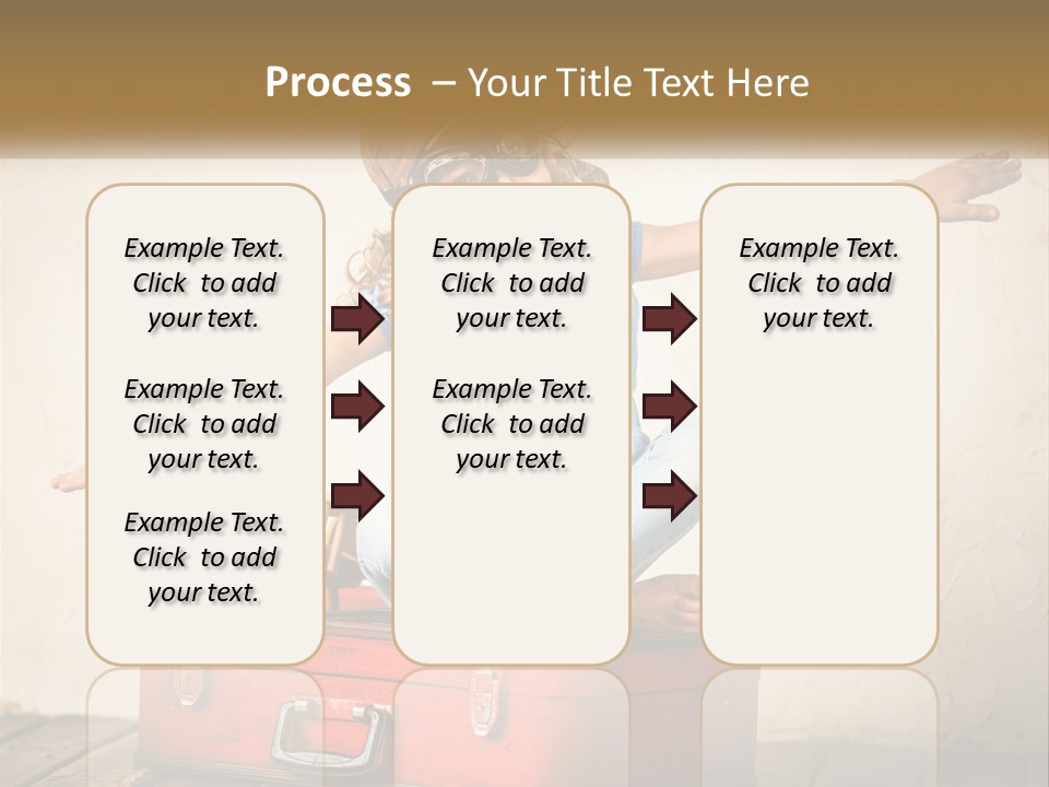 A Little Girl Sitting On Top Of A Red Suitcase PowerPoint Template