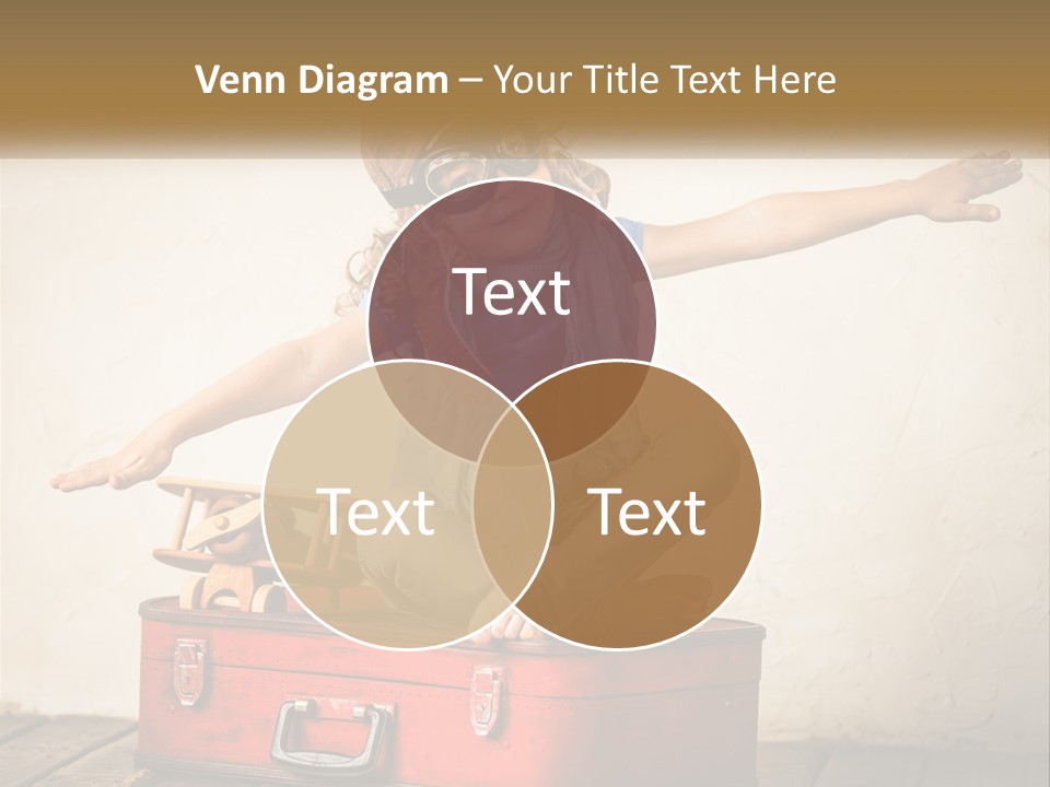 A Little Girl Sitting On Top Of A Red Suitcase PowerPoint Template