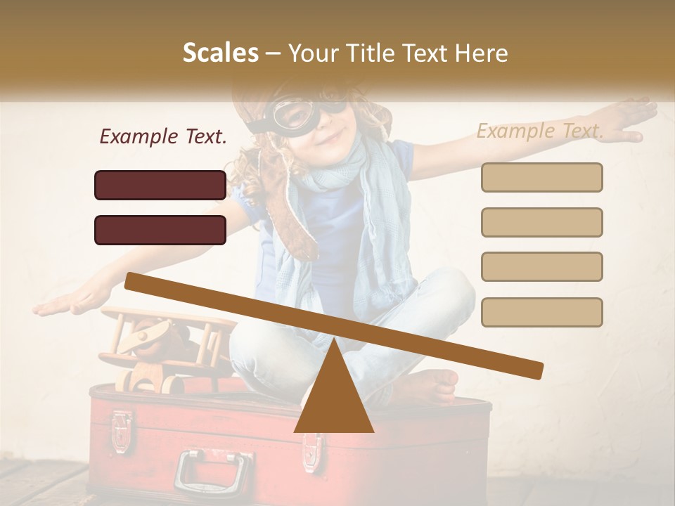 A Little Girl Sitting On Top Of A Red Suitcase PowerPoint Template