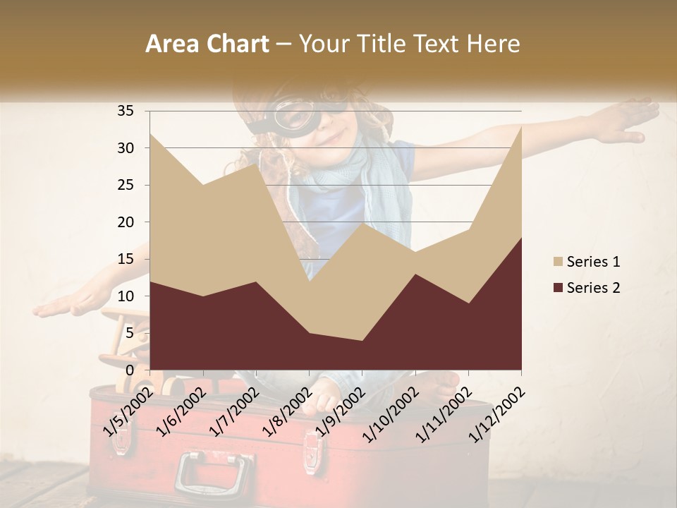 A Little Girl Sitting On Top Of A Red Suitcase PowerPoint Template