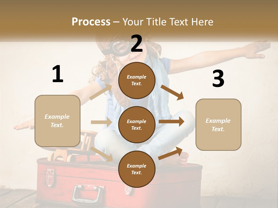 A Little Girl Sitting On Top Of A Red Suitcase PowerPoint Template