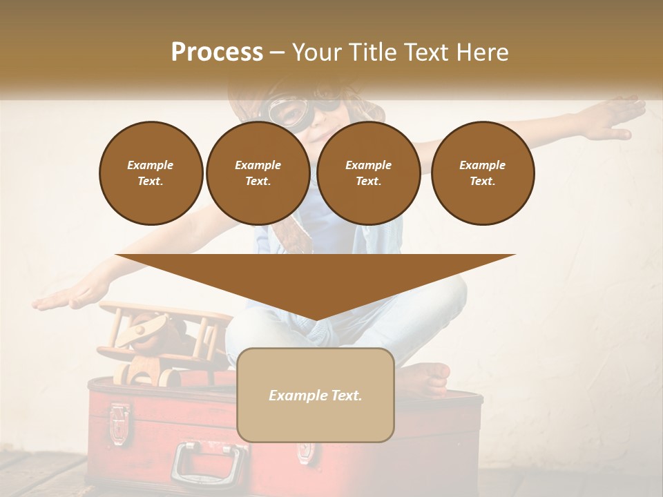 A Little Girl Sitting On Top Of A Red Suitcase PowerPoint Template