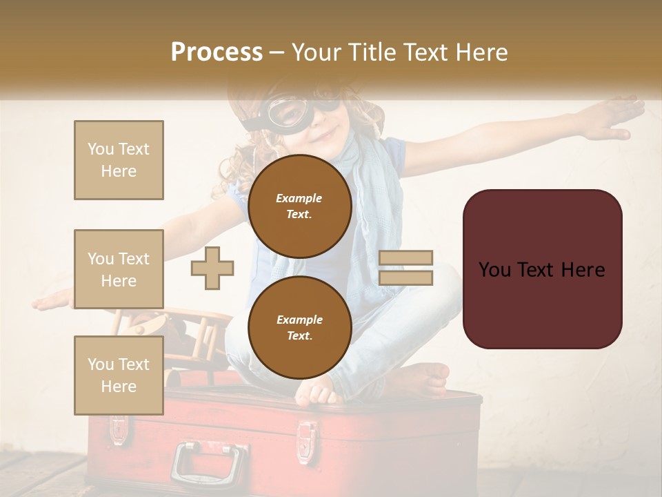 A Little Girl Sitting On Top Of A Red Suitcase PowerPoint Template