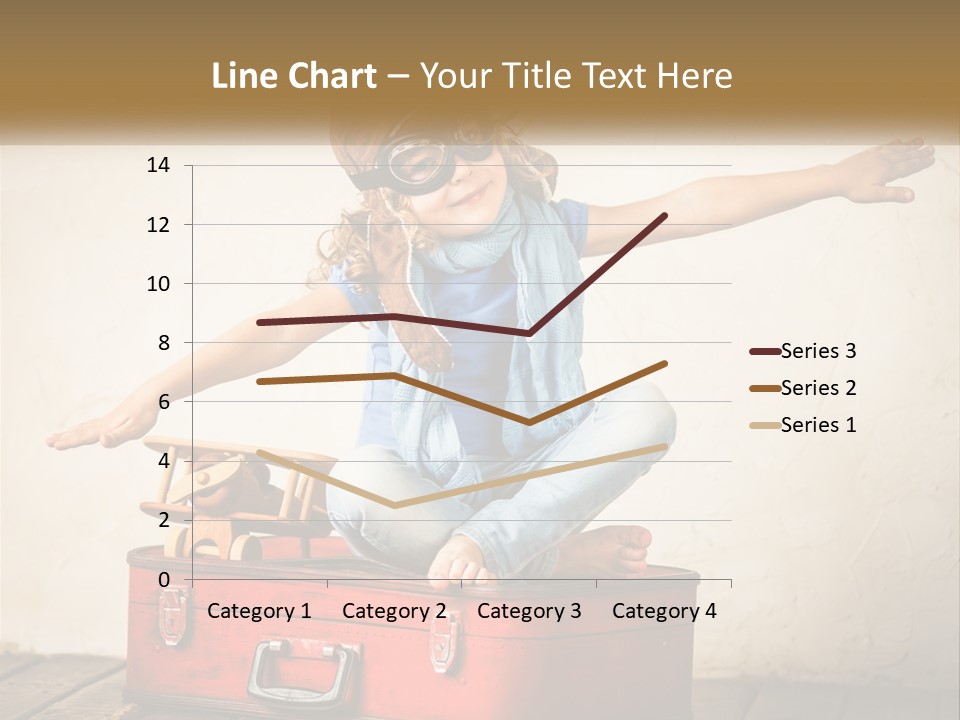 A Little Girl Sitting On Top Of A Red Suitcase PowerPoint Template