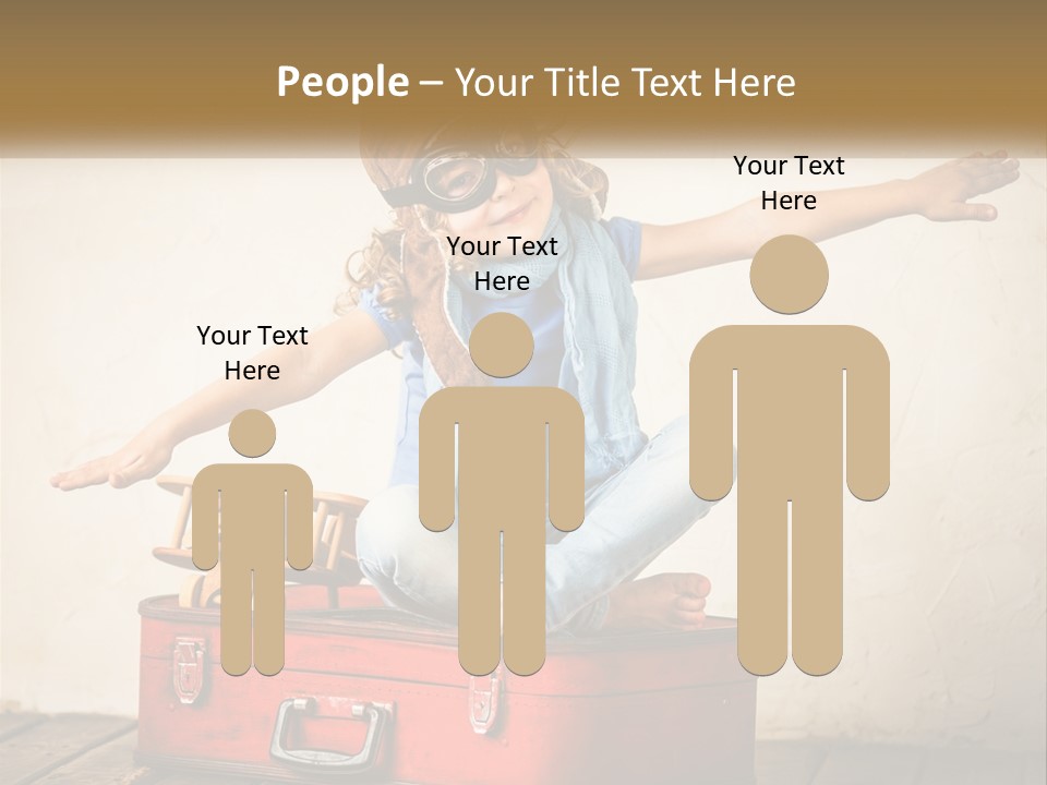 A Little Girl Sitting On Top Of A Red Suitcase PowerPoint Template