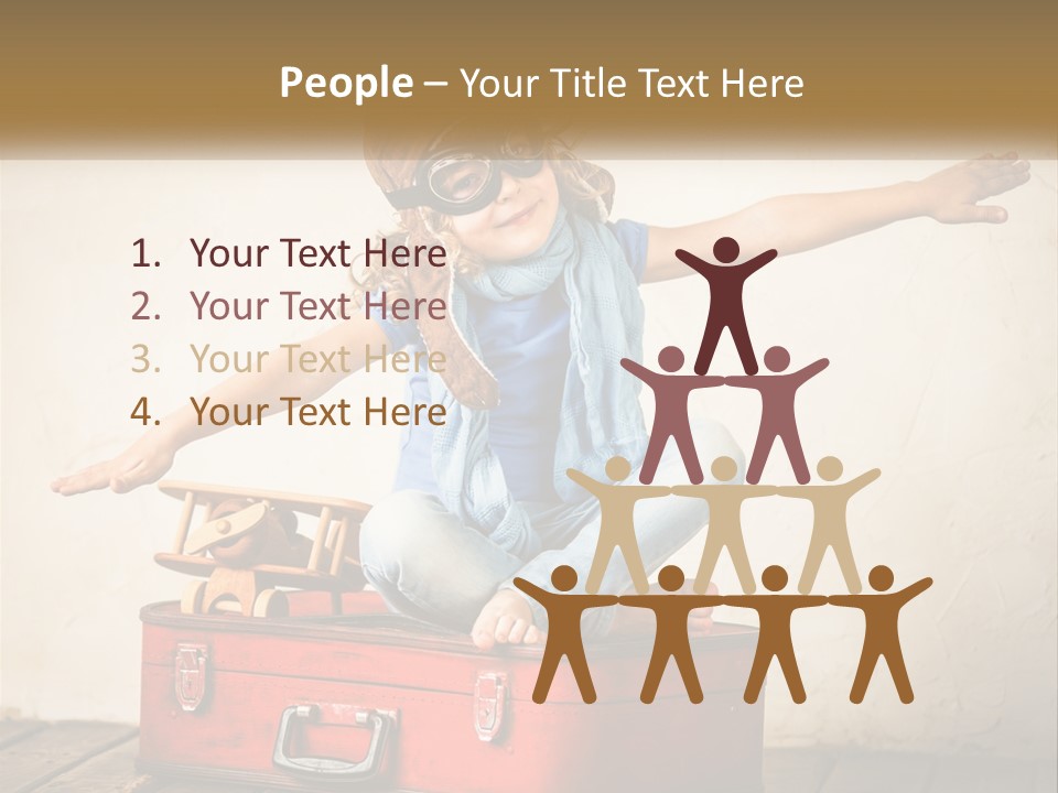 A Little Girl Sitting On Top Of A Red Suitcase PowerPoint Template