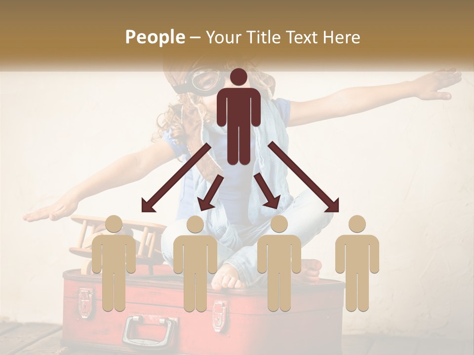 A Little Girl Sitting On Top Of A Red Suitcase PowerPoint Template