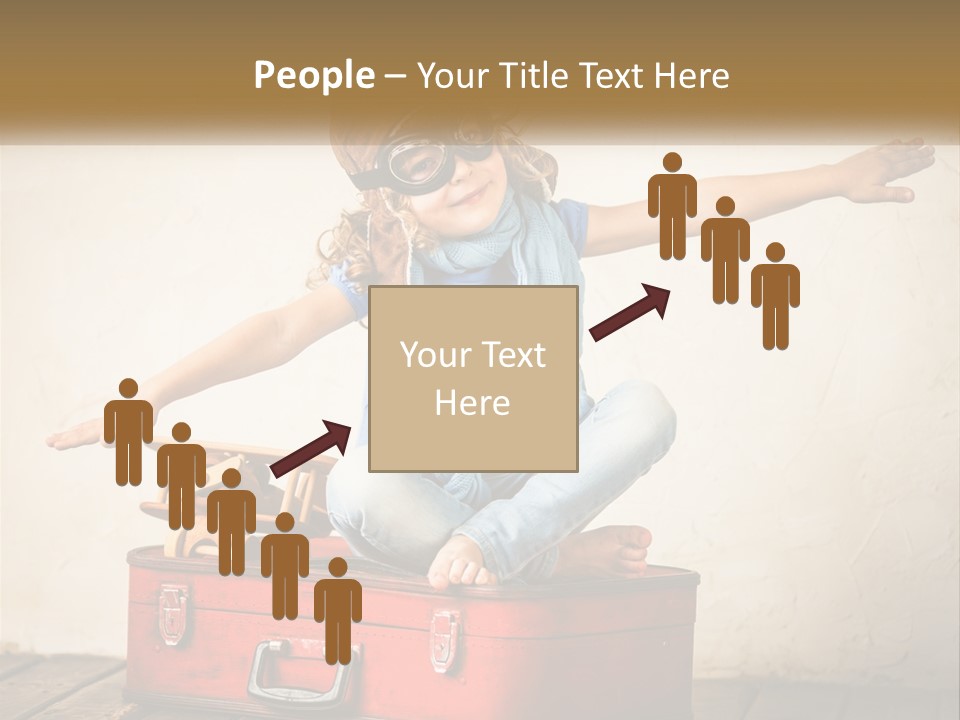 A Little Girl Sitting On Top Of A Red Suitcase PowerPoint Template