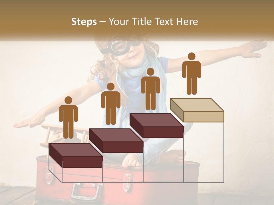 A Little Girl Sitting On Top Of A Red Suitcase PowerPoint Template