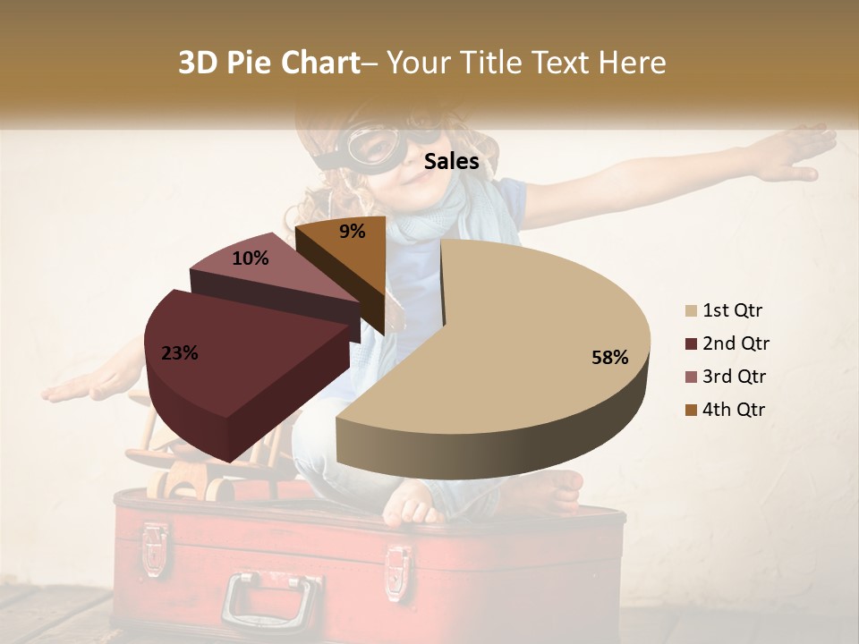 A Little Girl Sitting On Top Of A Red Suitcase PowerPoint Template