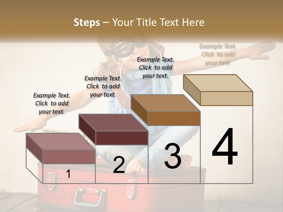 A Little Girl Sitting On Top Of A Red Suitcase PowerPoint Template