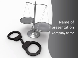 A Scale And Handcuffs On A White Background PowerPoint Template