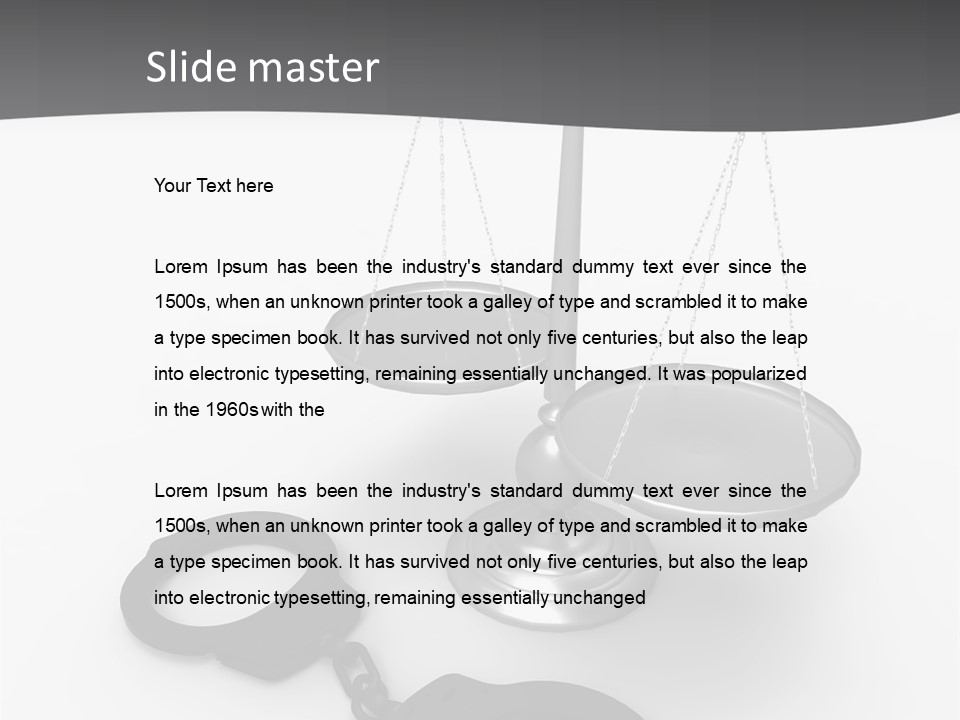 A Scale And Handcuffs On A White Background PowerPoint Template