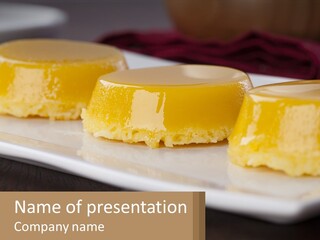 Three Desserts On A White Plate On A Table PowerPoint Template