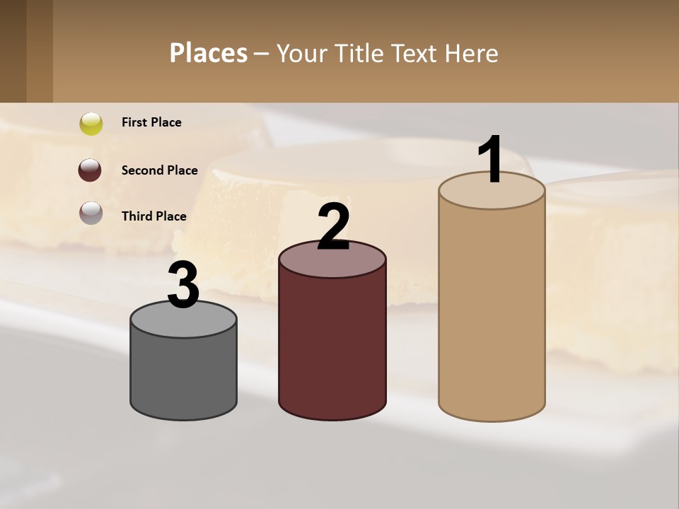 Three Desserts On A White Plate On A Table PowerPoint Template