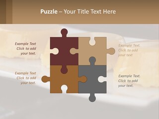 Three Desserts On A White Plate On A Table PowerPoint Template