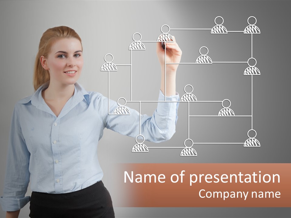 A Woman Writing On A Board With A Marker PowerPoint Template