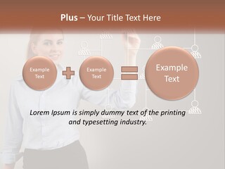 A Woman Writing On A Board With A Marker PowerPoint Template