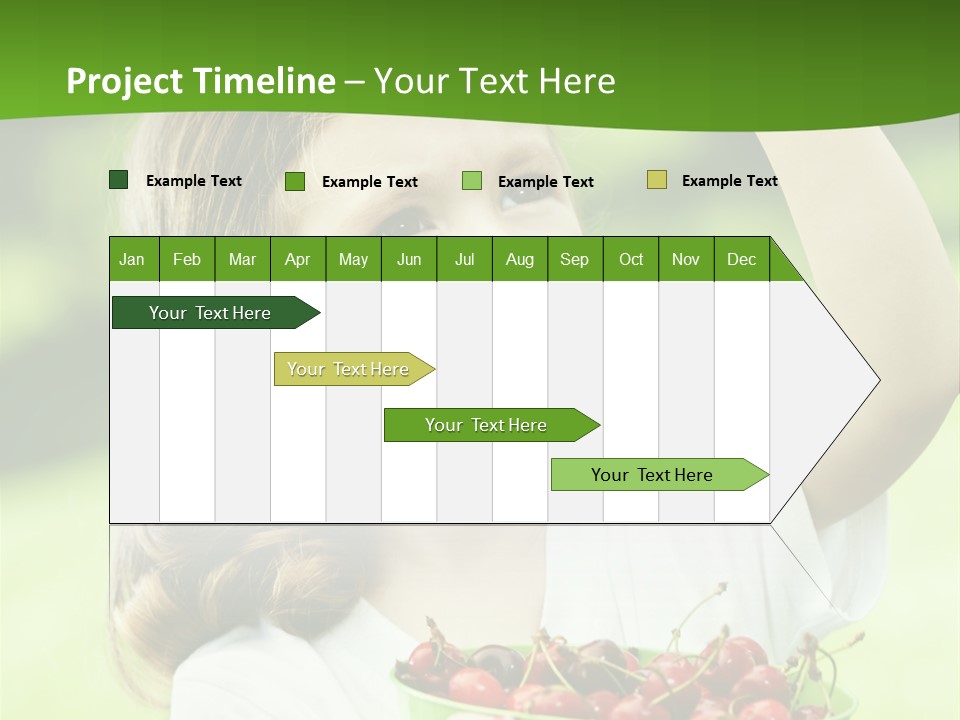 A Little Girl Holding A Green Bucket Full Of Cherries PowerPoint Template