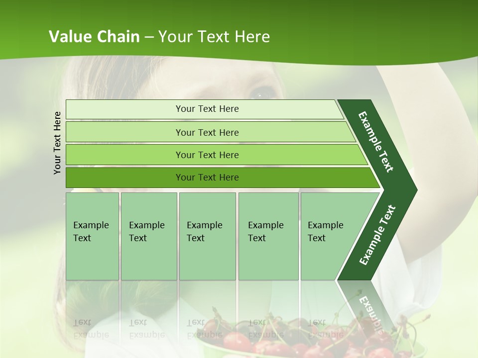 A Little Girl Holding A Green Bucket Full Of Cherries PowerPoint Template