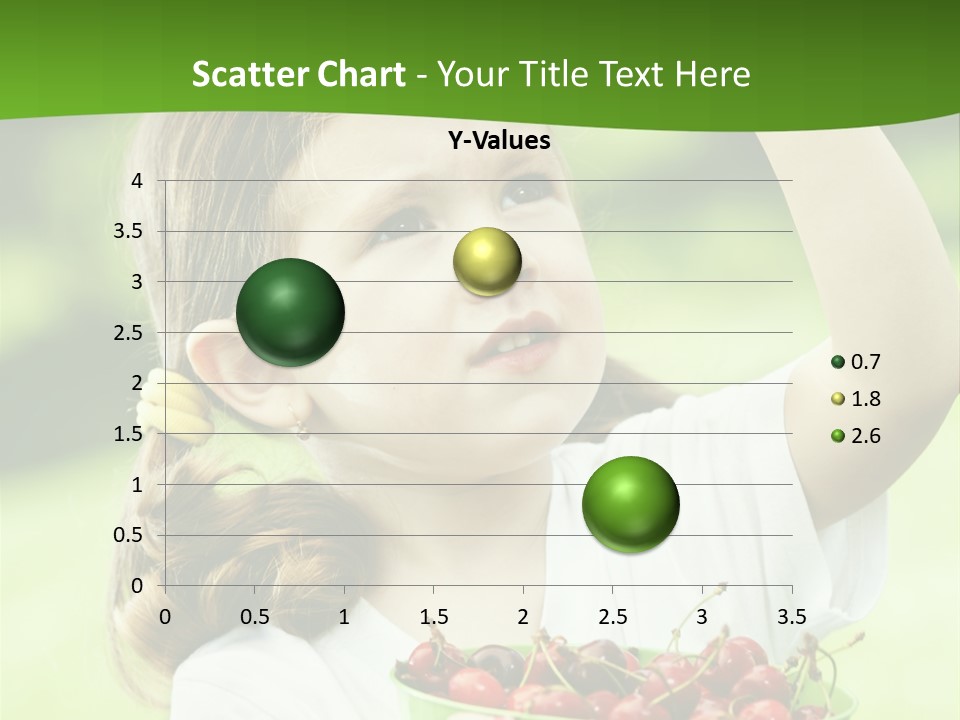 A Little Girl Holding A Green Bucket Full Of Cherries PowerPoint Template