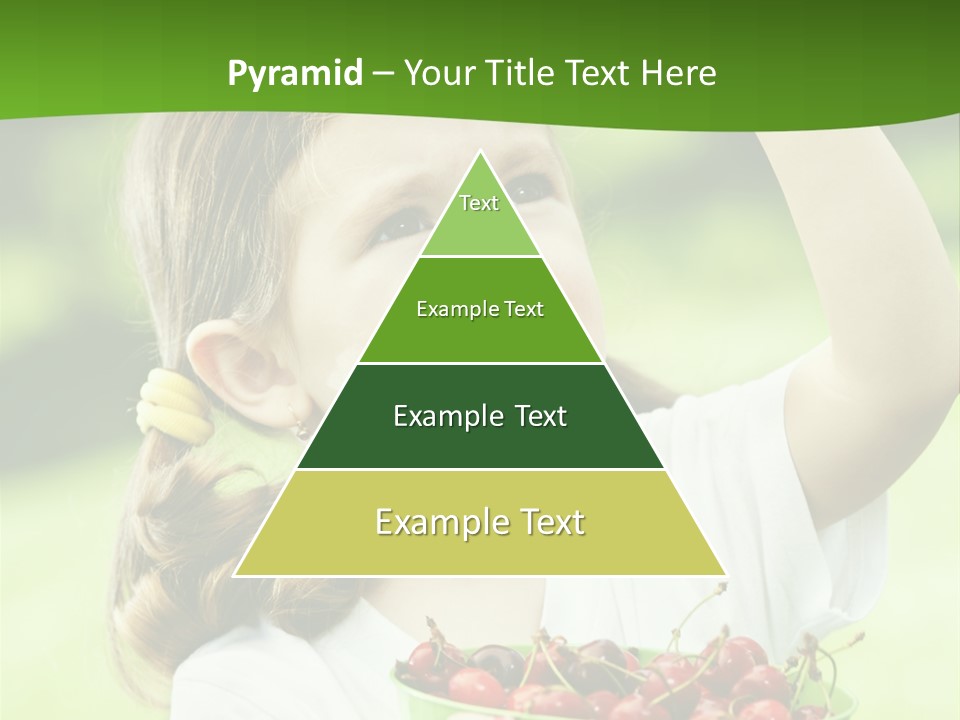 A Little Girl Holding A Green Bucket Full Of Cherries PowerPoint Template