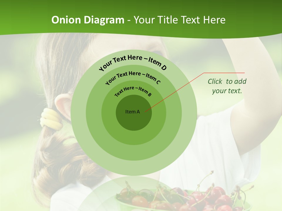 A Little Girl Holding A Green Bucket Full Of Cherries PowerPoint Template