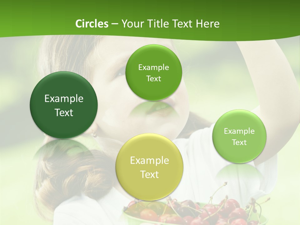 A Little Girl Holding A Green Bucket Full Of Cherries PowerPoint Template