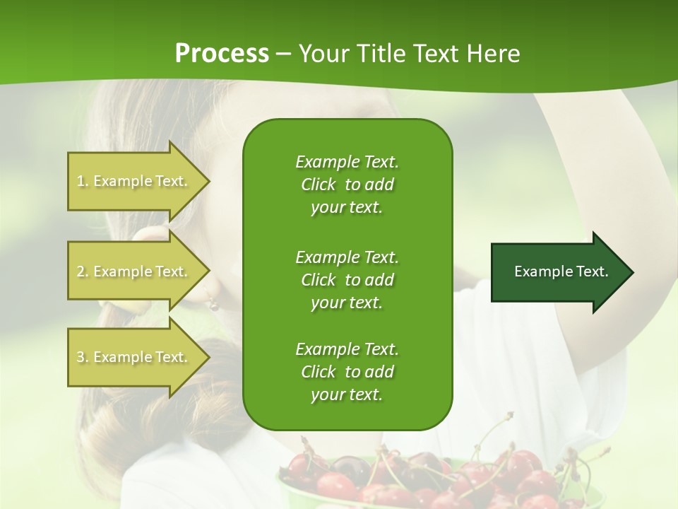 A Little Girl Holding A Green Bucket Full Of Cherries PowerPoint Template