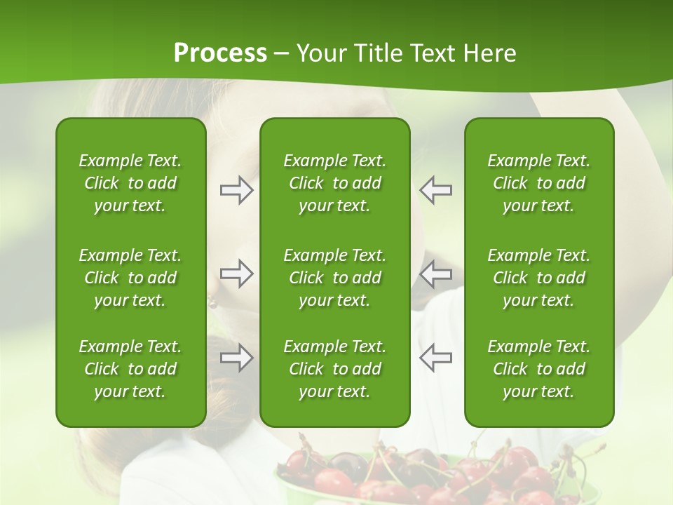 A Little Girl Holding A Green Bucket Full Of Cherries PowerPoint Template