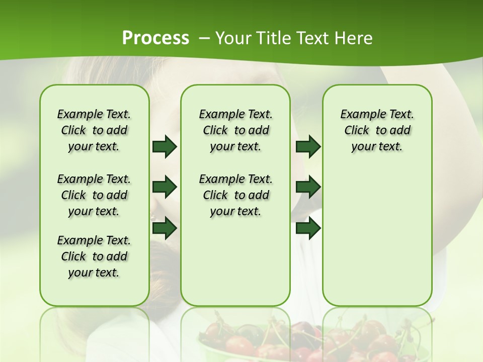 A Little Girl Holding A Green Bucket Full Of Cherries PowerPoint Template