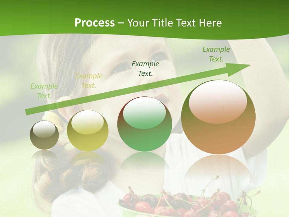 A Little Girl Holding A Green Bucket Full Of Cherries PowerPoint Template