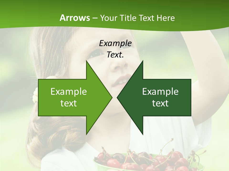 A Little Girl Holding A Green Bucket Full Of Cherries PowerPoint Template