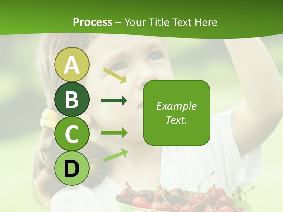 A Little Girl Holding A Green Bucket Full Of Cherries PowerPoint Template