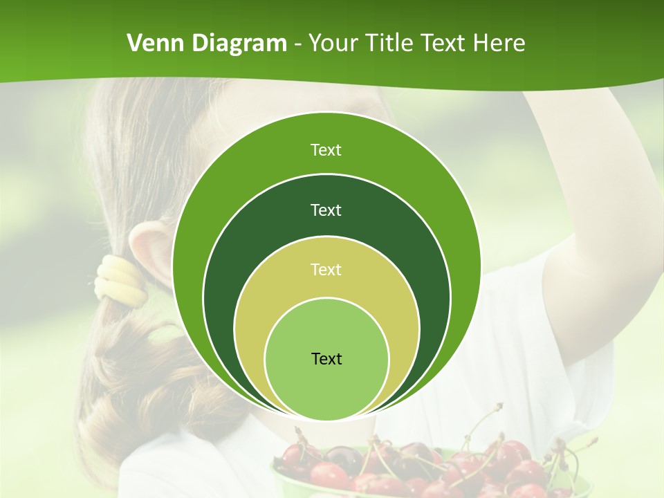 A Little Girl Holding A Green Bucket Full Of Cherries PowerPoint Template