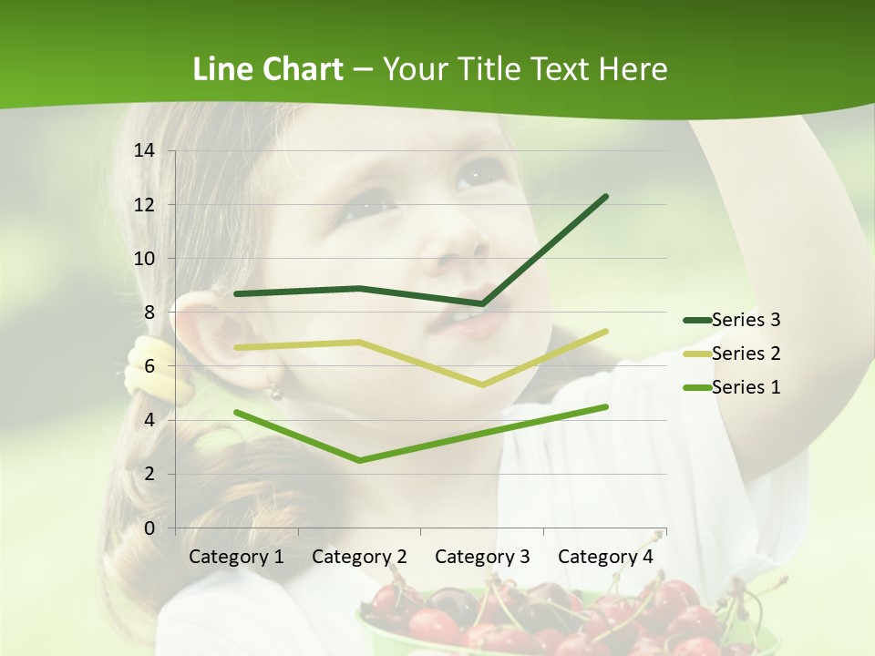 A Little Girl Holding A Green Bucket Full Of Cherries PowerPoint Template
