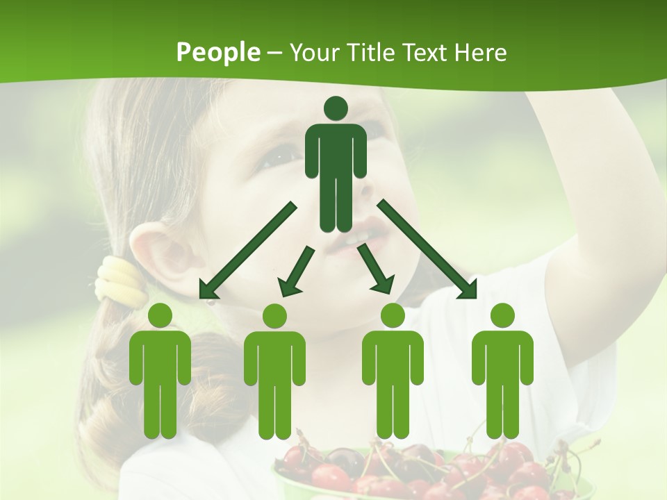 A Little Girl Holding A Green Bucket Full Of Cherries PowerPoint Template