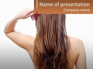 A Woman Holding A Comb Over Her Hair PowerPoint Template